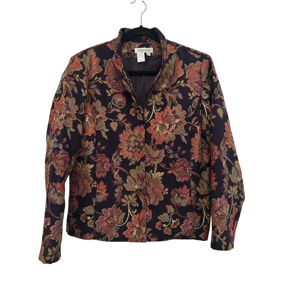 COLDWATER CREEK FLORAL TAPESTRY JACKET SIZE M VINTAGE